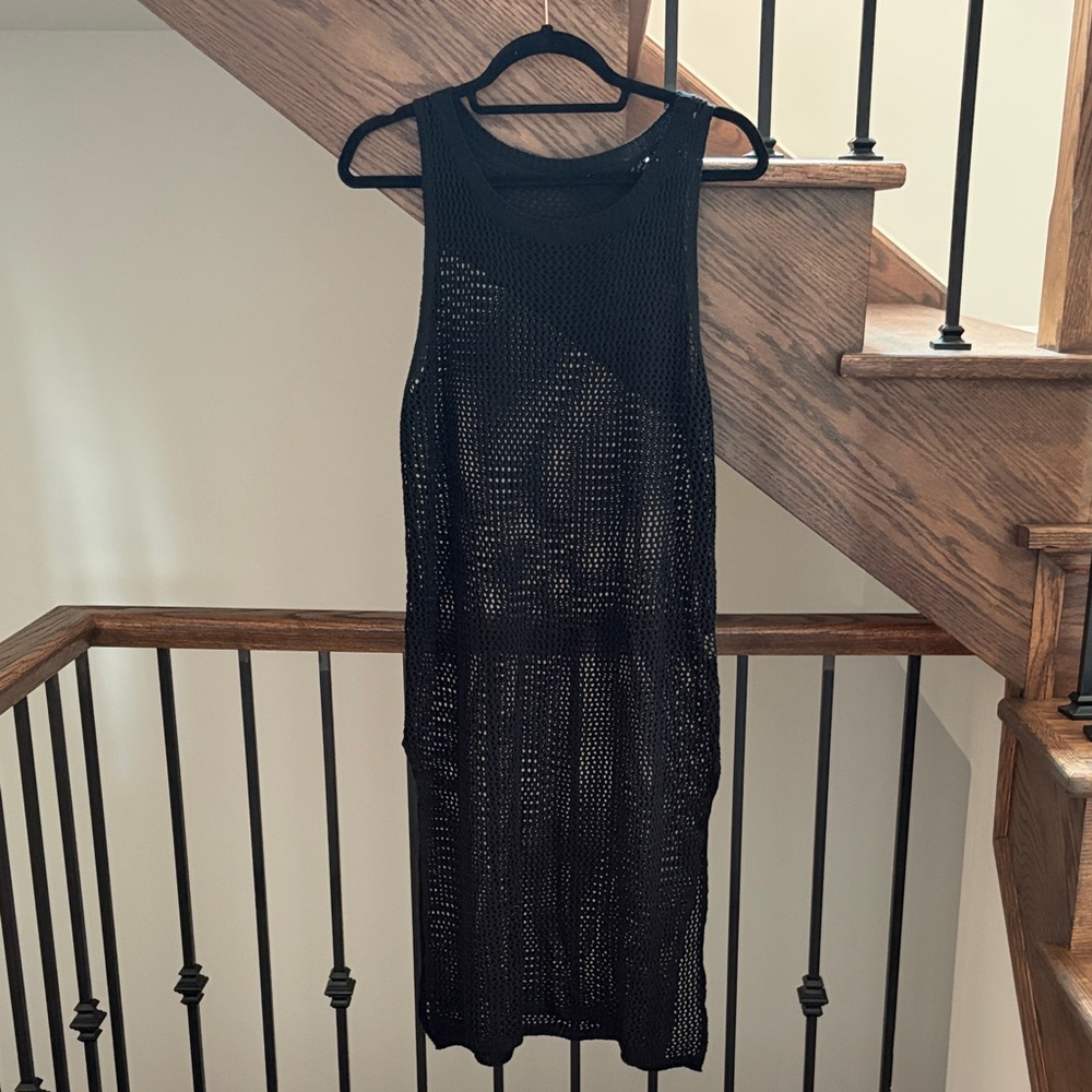 Black Crochet Coverup with Side Slits